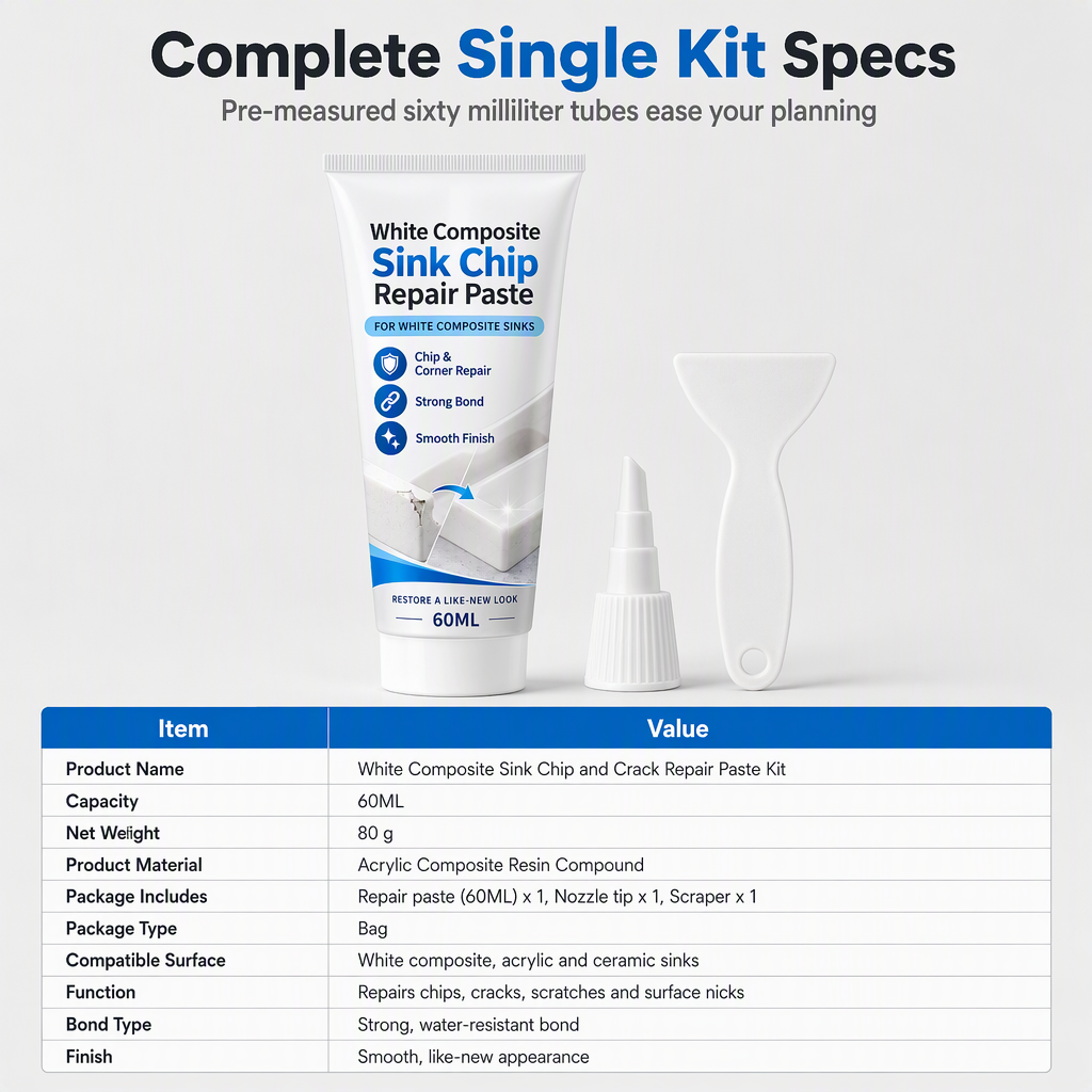 Repair Sink Cracks Instantly! White Composite Repair Paste