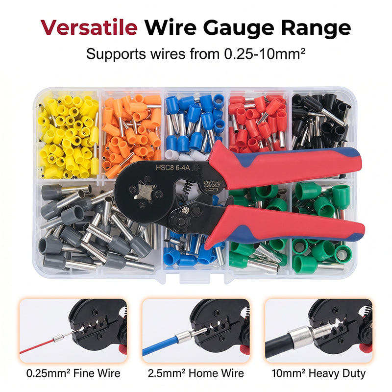 Crimp Wires Instantly! 200-Piece Ferrule Crimping Kit