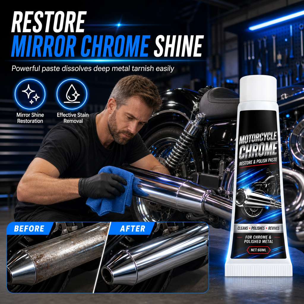 Restore Chrome Shine Instantly! Metal Polishing Paste
