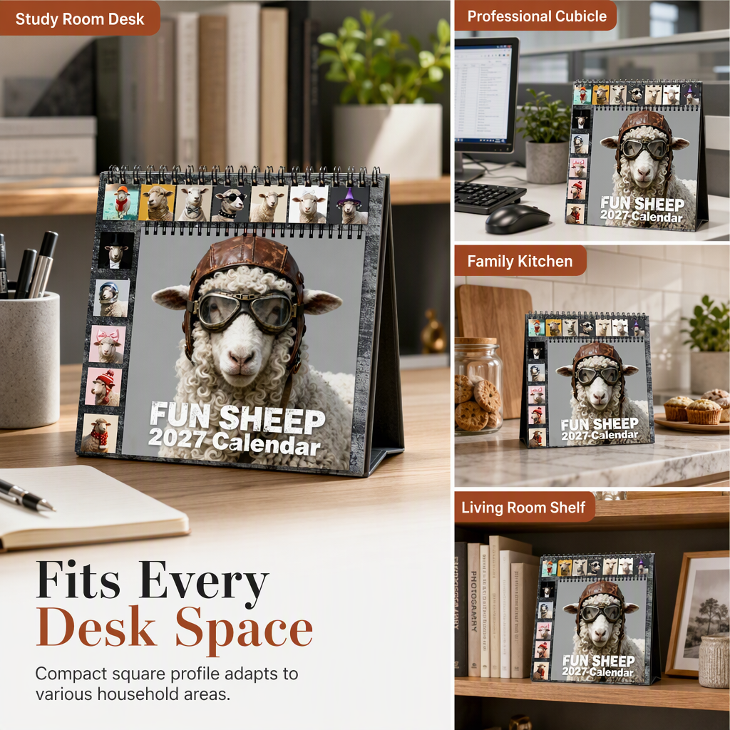Add Fun to Your Desk Instantly! Funny Sheep 2027 Desk Calendar