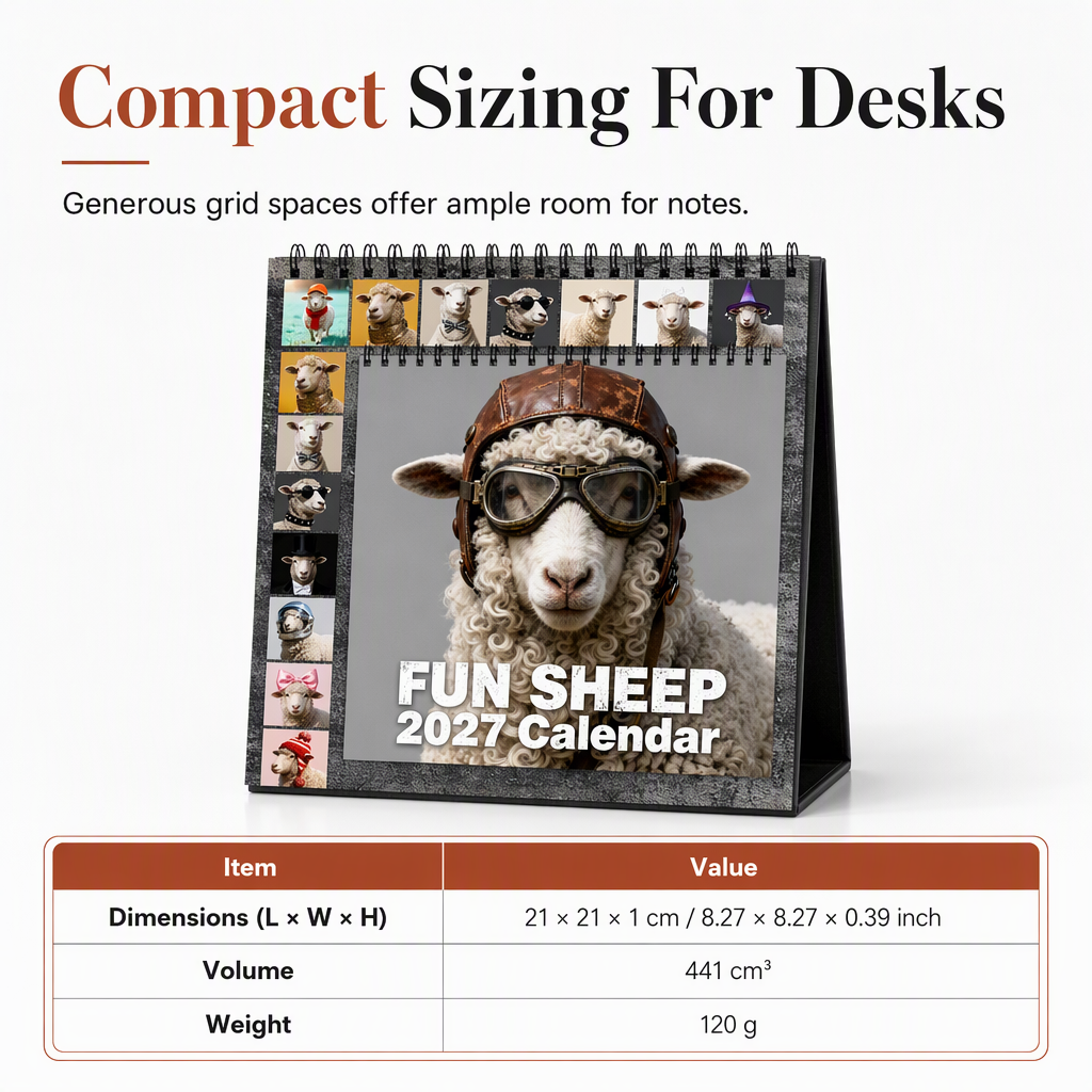 Add Fun to Your Desk Instantly! Funny Sheep 2027 Desk Calendar