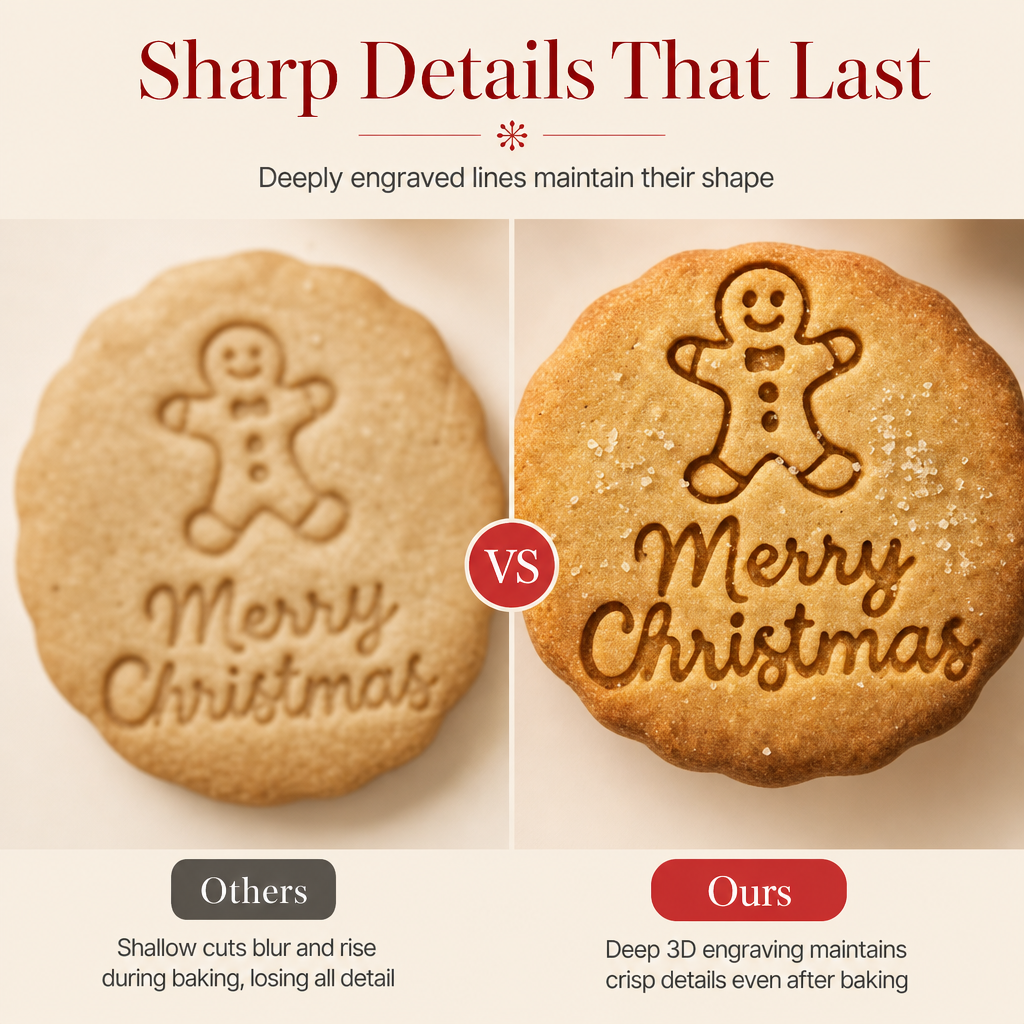 Press Crisp Holiday Cookies Instantly! 10-Shape Christmas Cookie Stamp Set