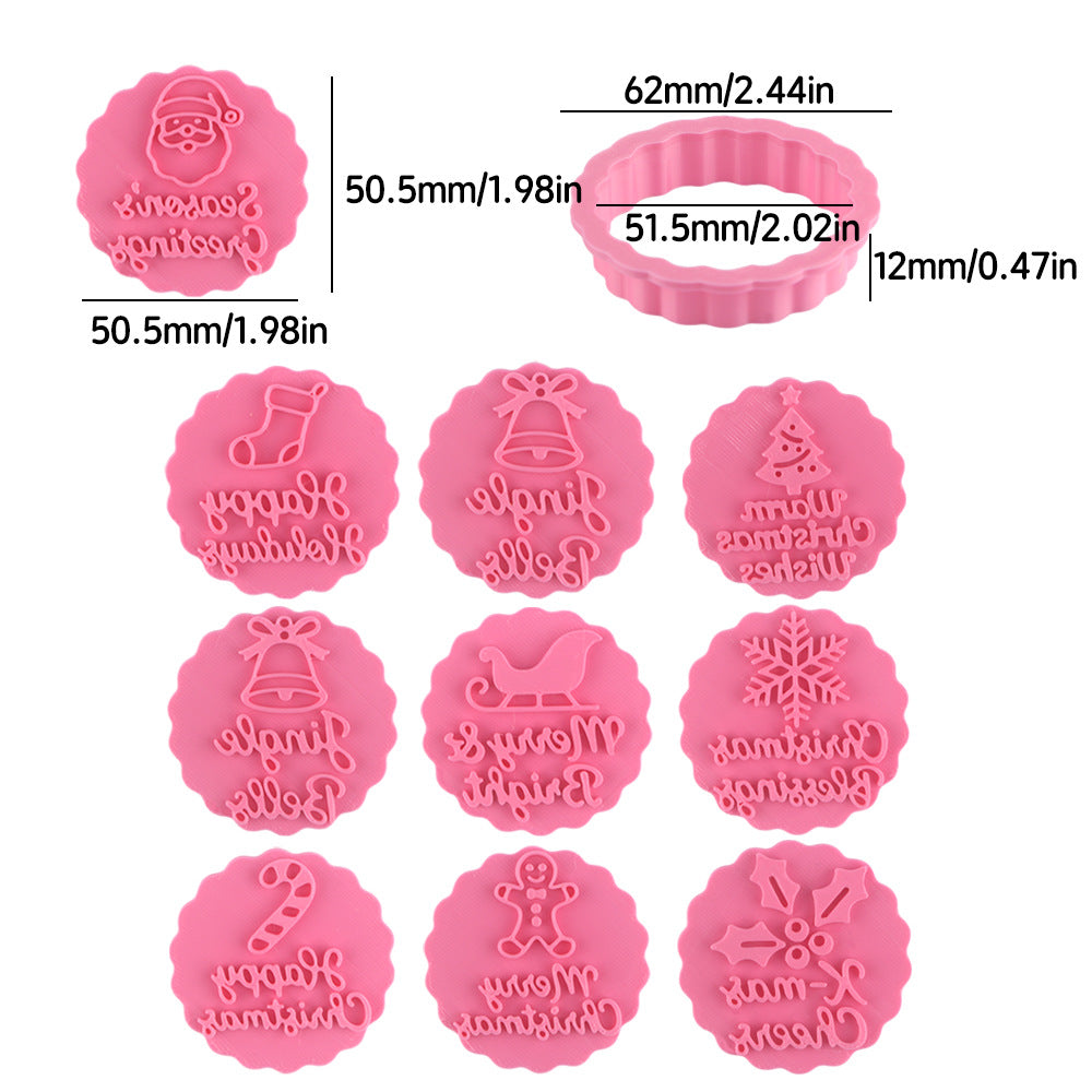 Press Crisp Holiday Cookies Instantly! 10-Shape Christmas Cookie Stamp Set