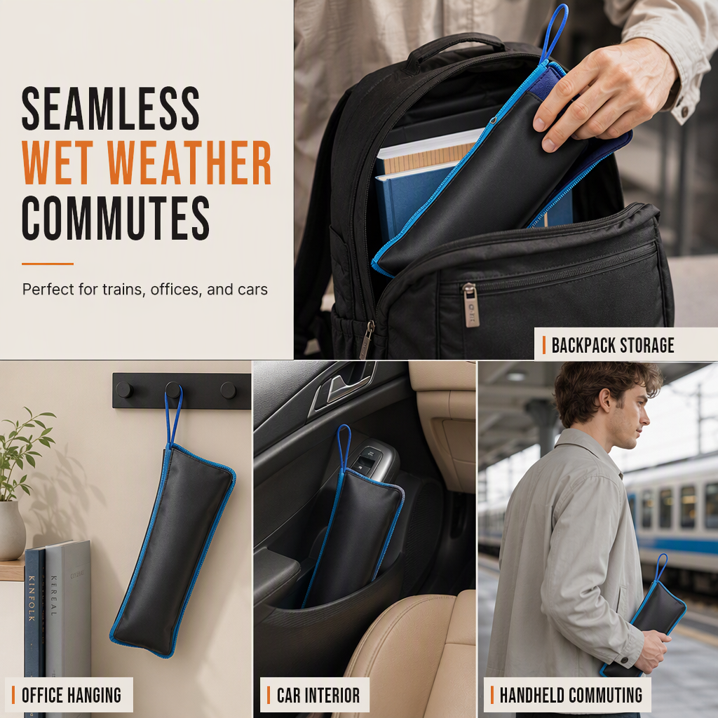 Absorb Umbrella Drips Instantly! Chenille Folding Umbrella Sleeve
