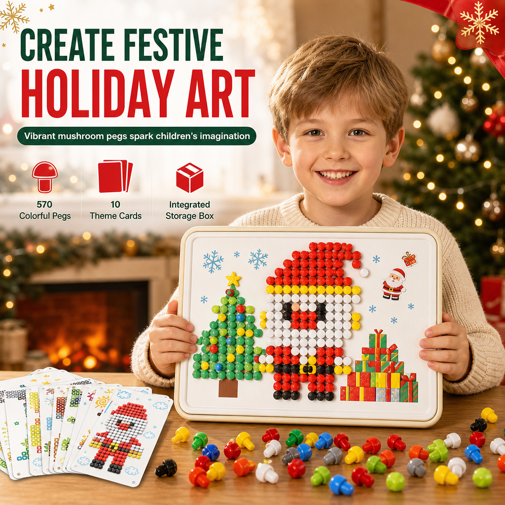 Create Festive Art Instantly! No-Mess Christmas Pegboard Kit
