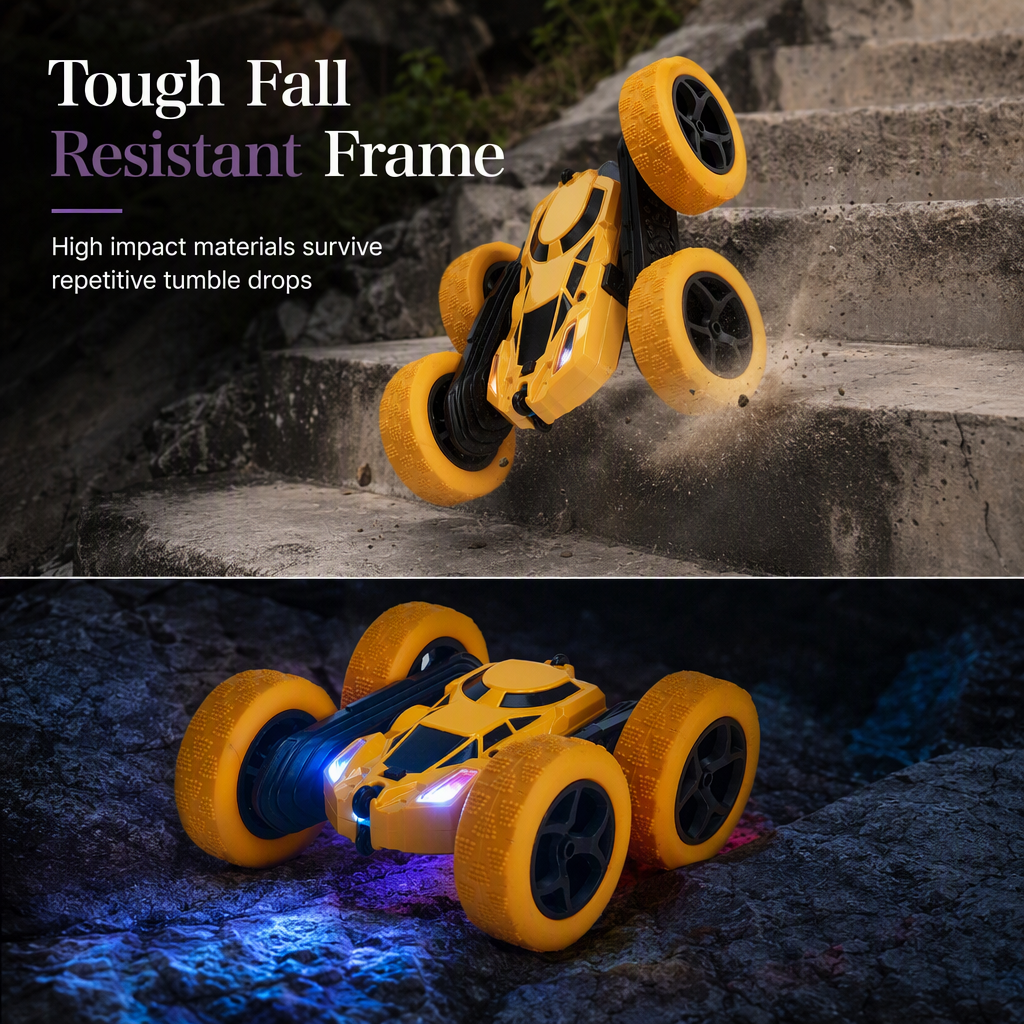 Tumble & Climb Instantly! Double-Sided LED RC Stunt Car