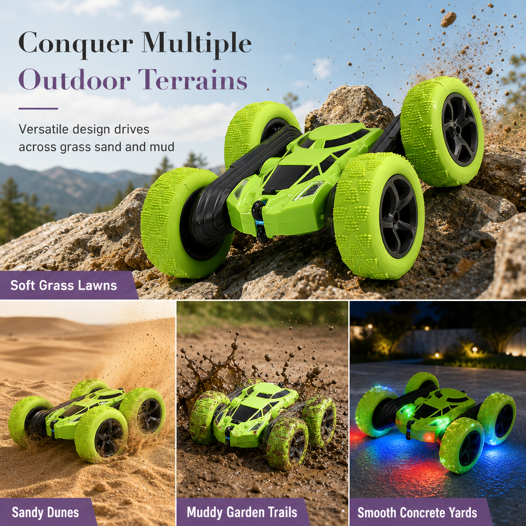 Tumble & Climb Instantly! Double-Sided LED RC Stunt Car