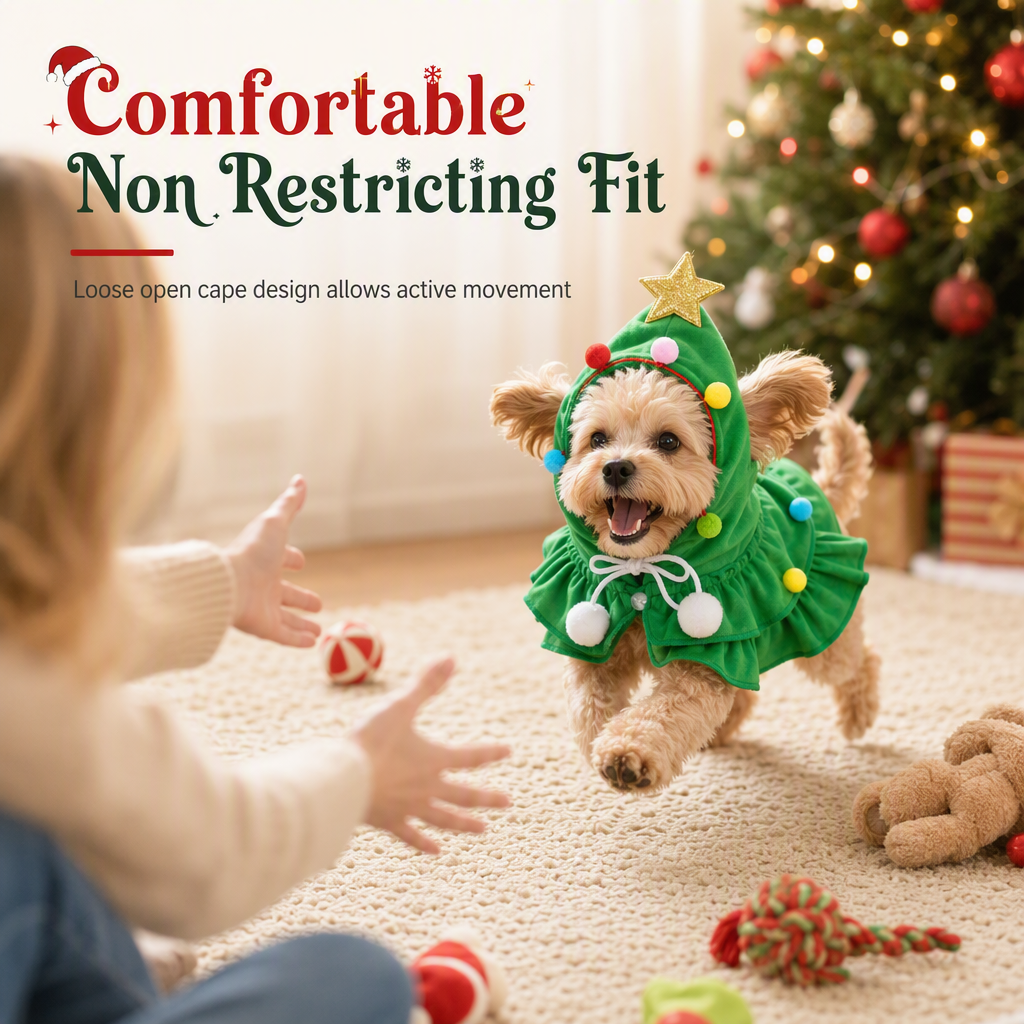 Dress Pets Festively Instantly! Christmas Tree Cloak
