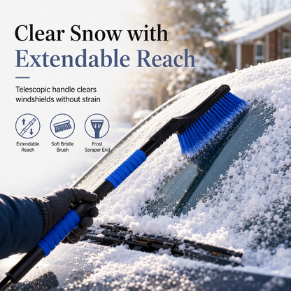 Clear Snow & Ice Instantly! Extendable No-Scratch Car Snow Brush