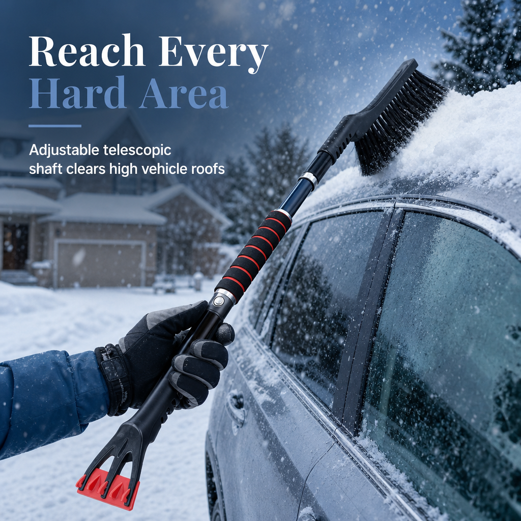 Clear Snow & Ice Instantly! Extendable No-Scratch Car Snow Brush