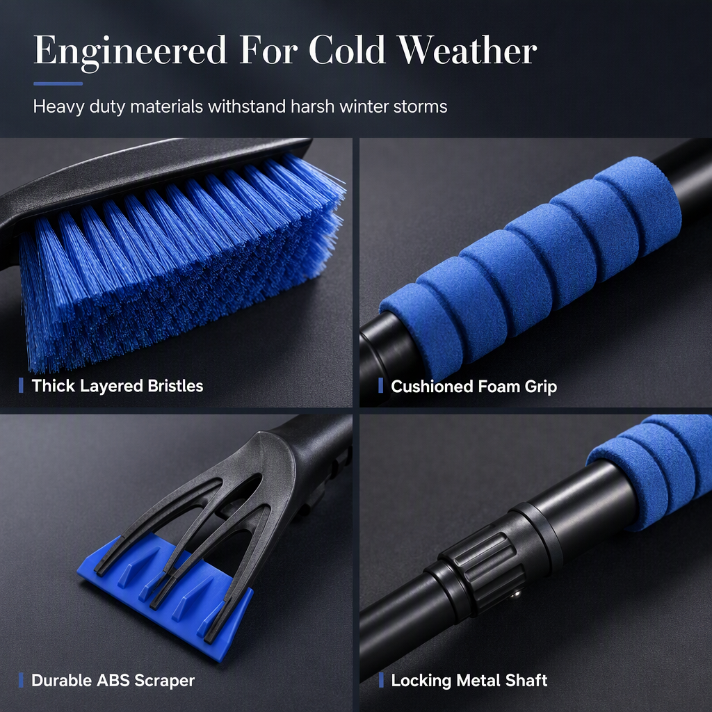 Clear Snow & Ice Instantly! Extendable No-Scratch Car Snow Brush