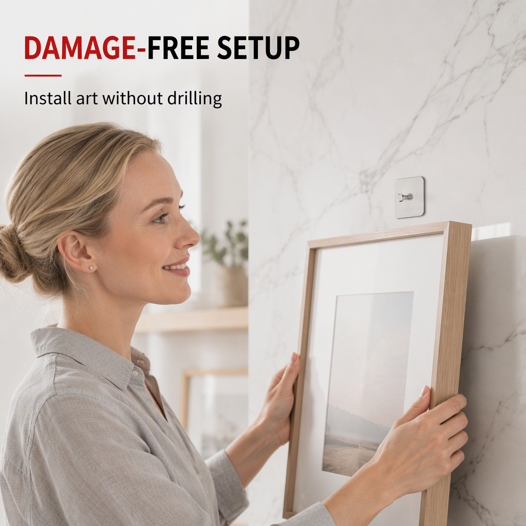 Hang Anything Instantly! No-Drill Stainless Steel Adhesive Hooks
