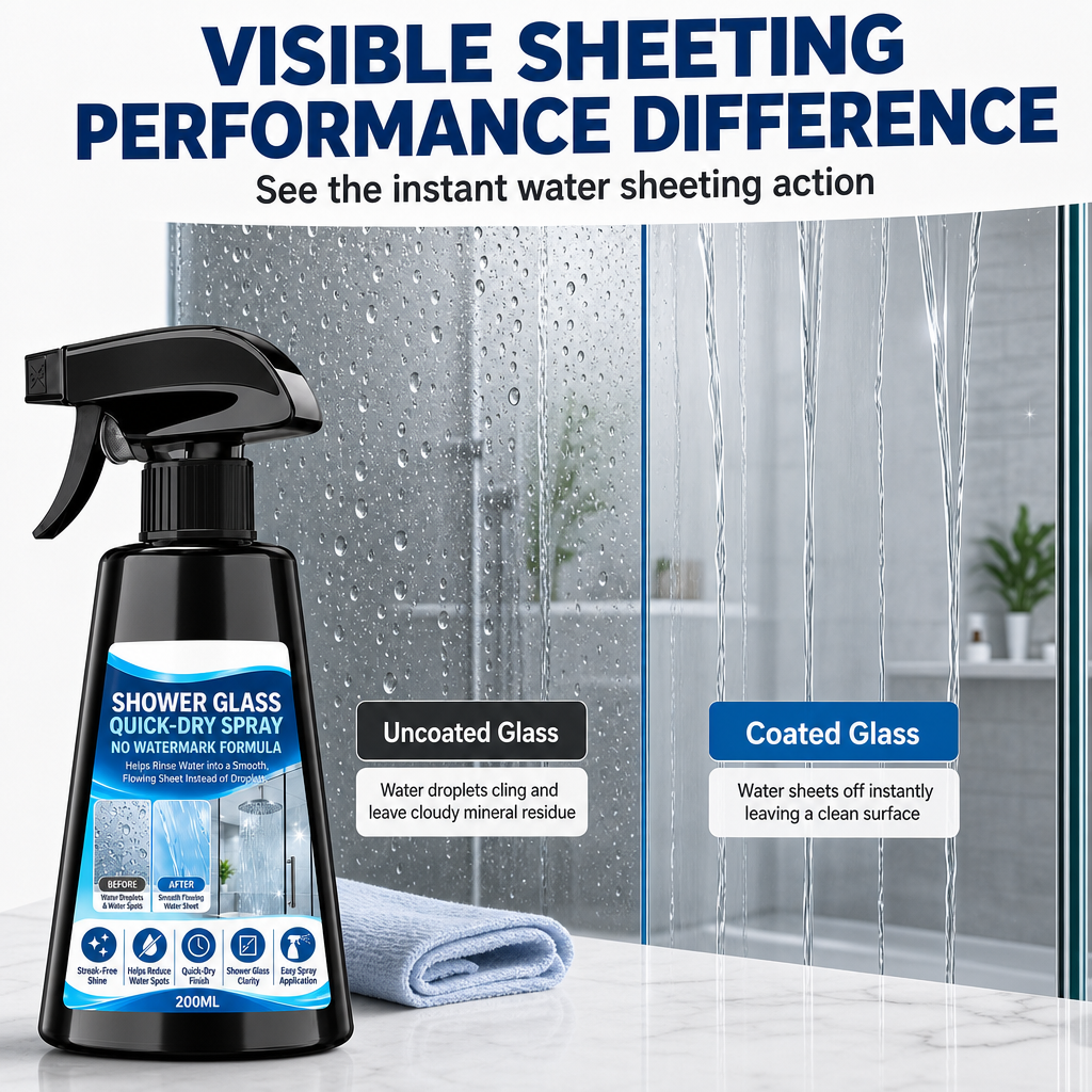 Stop Water Marks Instantly! Hydrophilic Shower Glass Spray