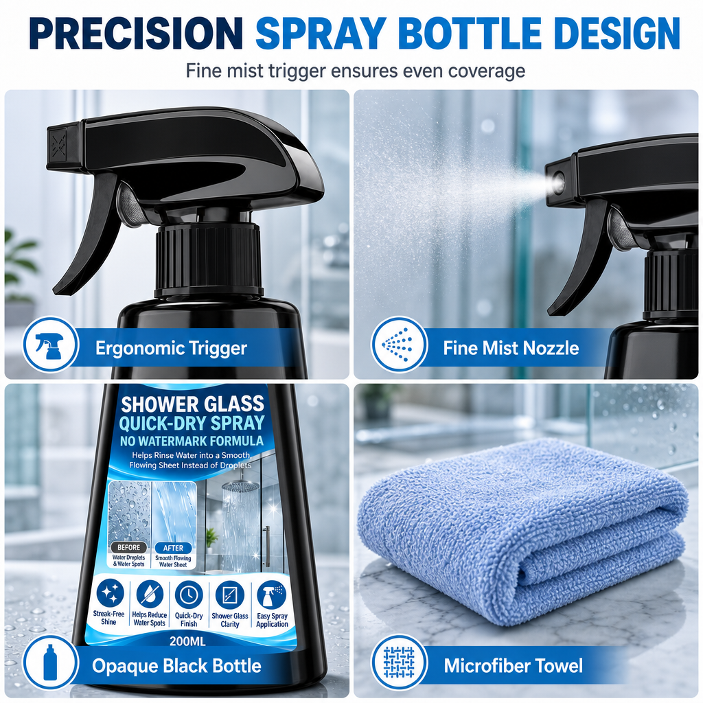 Stop Water Marks Instantly! Hydrophilic Shower Glass Spray