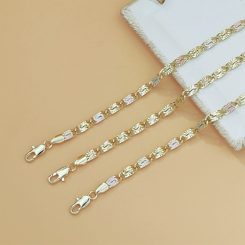 Add Tri-Color Shine Instantly! Unisex Faceted Link Bracelet