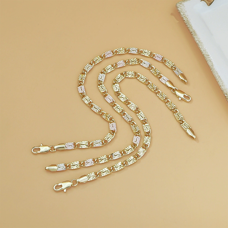 Add Tri-Color Shine Instantly! Unisex Faceted Link Bracelet