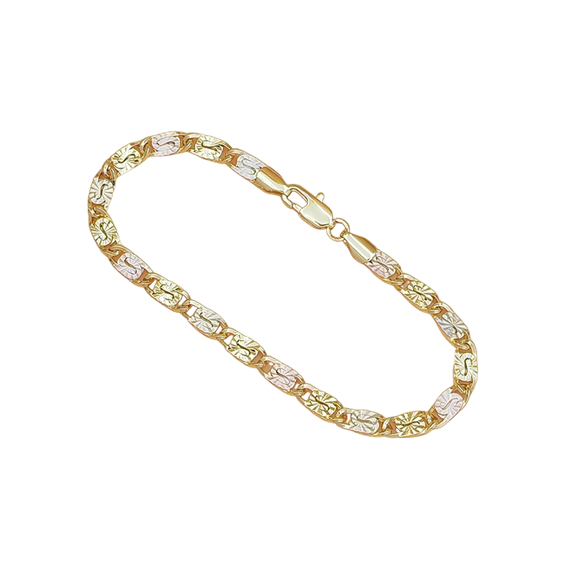 Add Tri-Color Shine Instantly! Unisex Faceted Link Bracelet