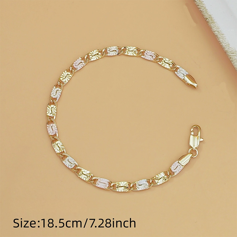 Add Tri-Color Shine Instantly! Unisex Faceted Link Bracelet