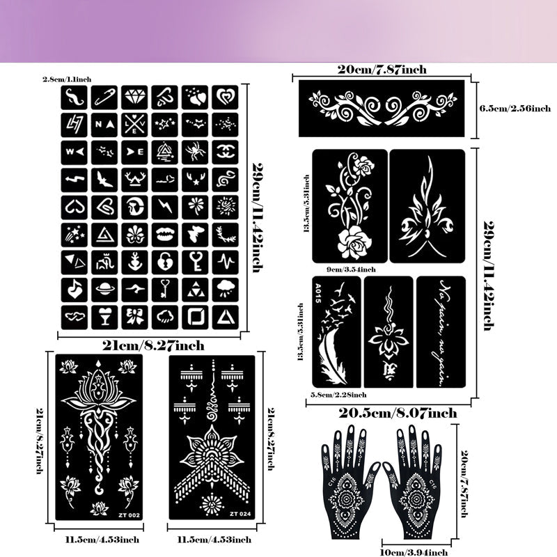 Create Body Art Instantly! Natural 3-Color Henna Tattoo Kit