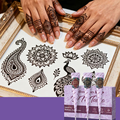 Create Body Art Instantly! Natural 3-Color Henna Tattoo Kit