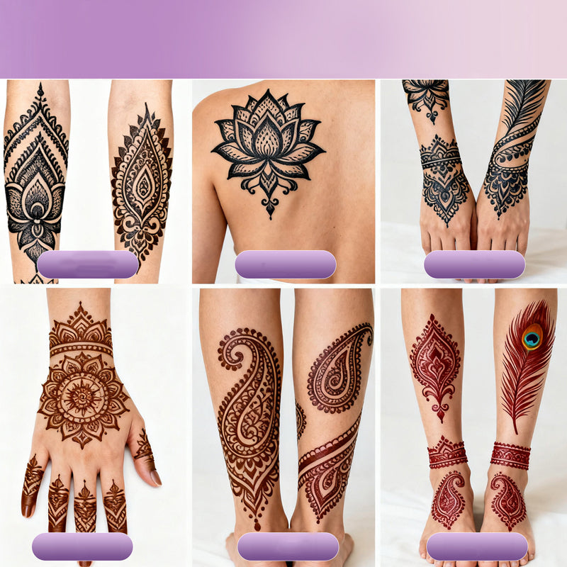 Create Body Art Instantly! Natural 3-Color Henna Tattoo Kit