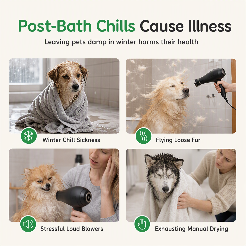 Dry Wet Pets Instantly! Hands-Free Warm Air Pet Drying Bag