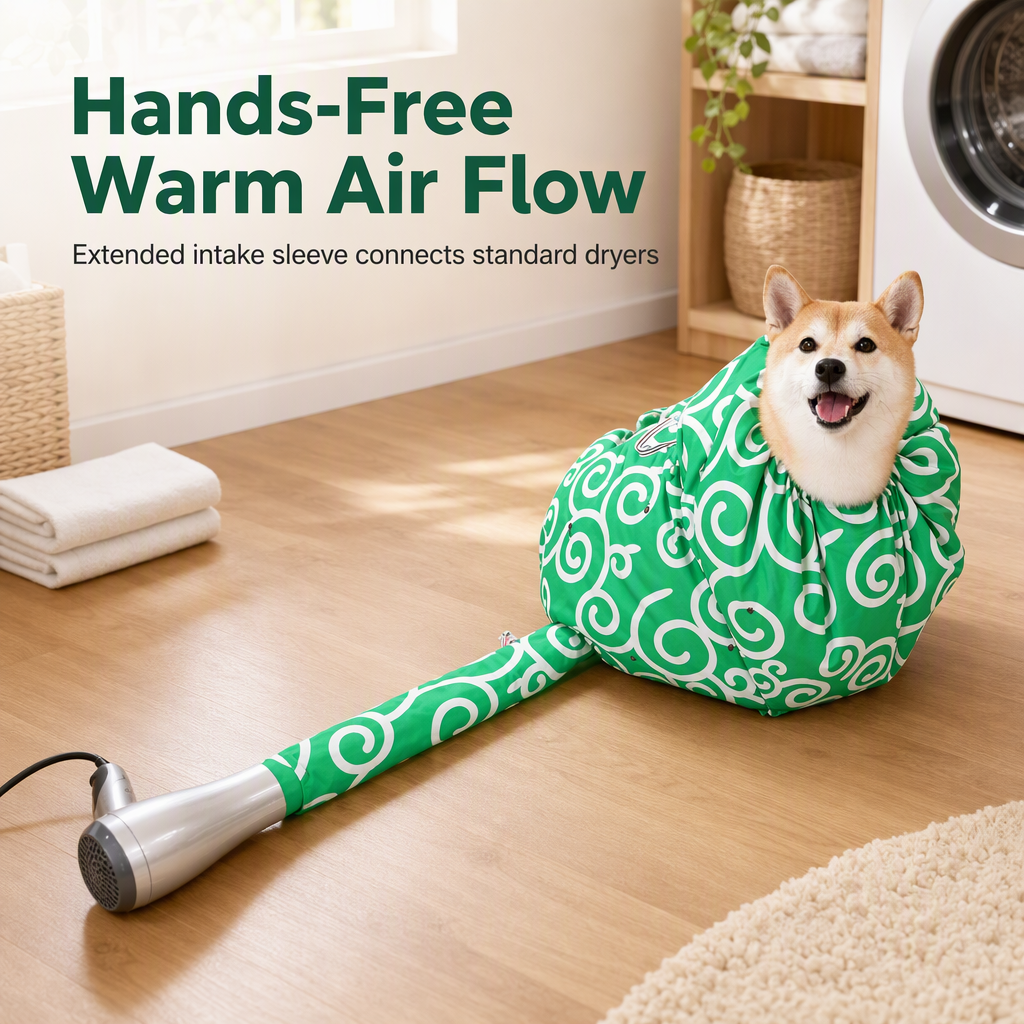 Dry Wet Pets Instantly! Hands-Free Warm Air Pet Drying Bag