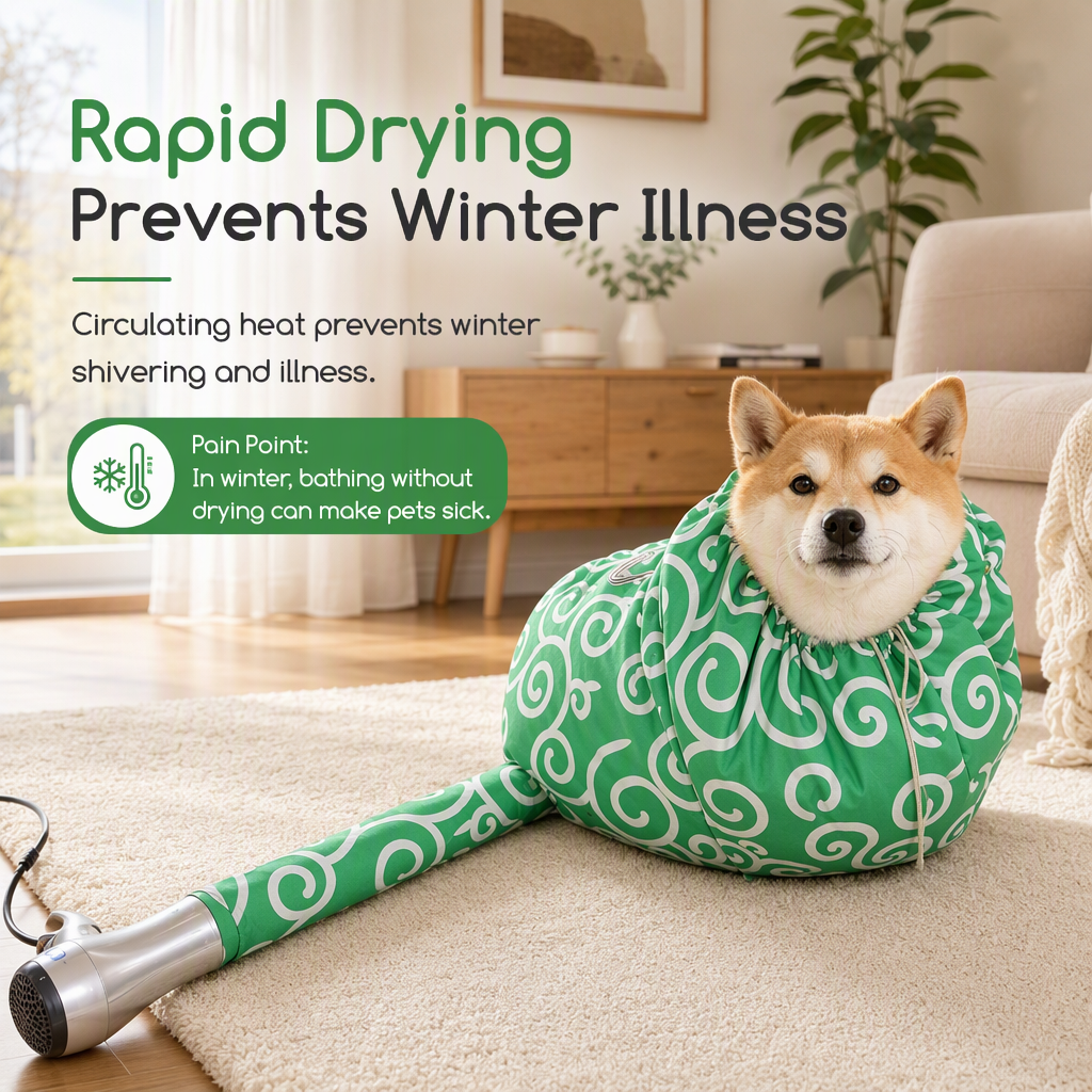Dry Wet Pets Instantly! Hands-Free Warm Air Pet Drying Bag