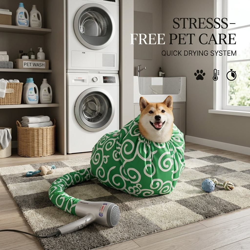 Dry Wet Pets Instantly! Hands-Free Warm Air Pet Drying Bag