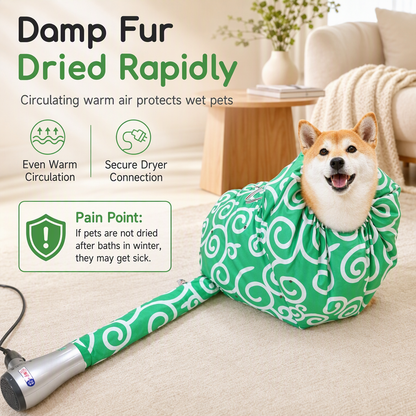 Dry Wet Pets Instantly! Hands-Free Warm Air Pet Drying Bag