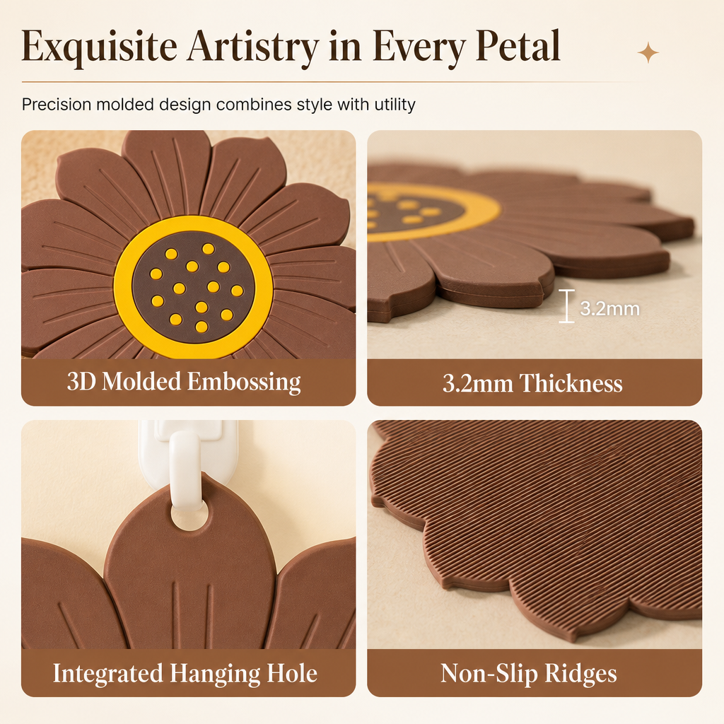 Protect Tables Instantly! Heat-Resistant Sunflower & Lotus Placemats
