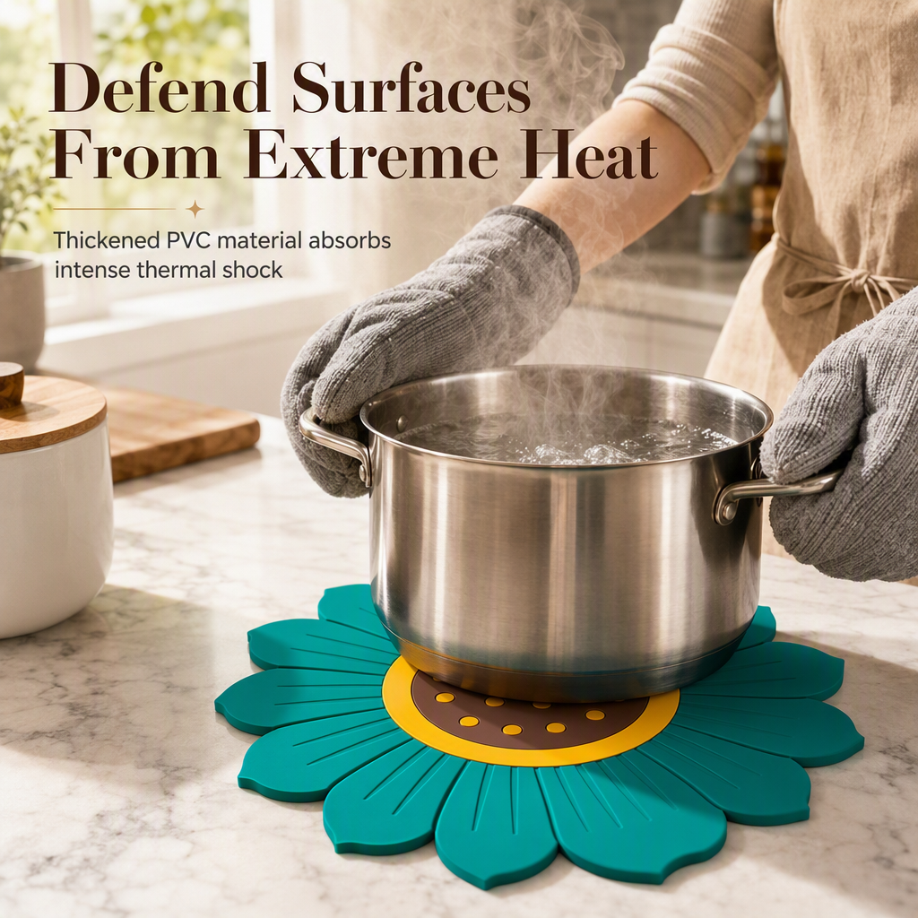 Protect Tables Instantly! Heat-Resistant Sunflower & Lotus Placemats