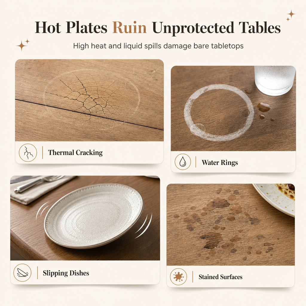 Protect Tables Instantly! Heat-Resistant Sunflower & Lotus Placemats