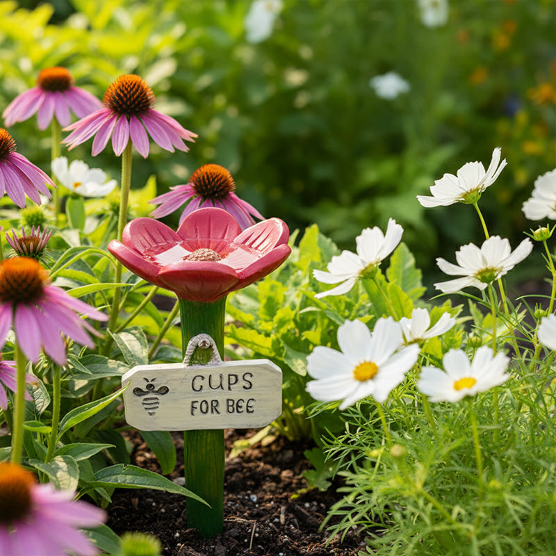Hydrate Bees Instantly! Flower-Shaped Pollinator Waterer Stake