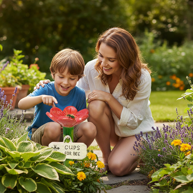 Hydrate Bees Instantly! Flower-Shaped Pollinator Waterer Stake