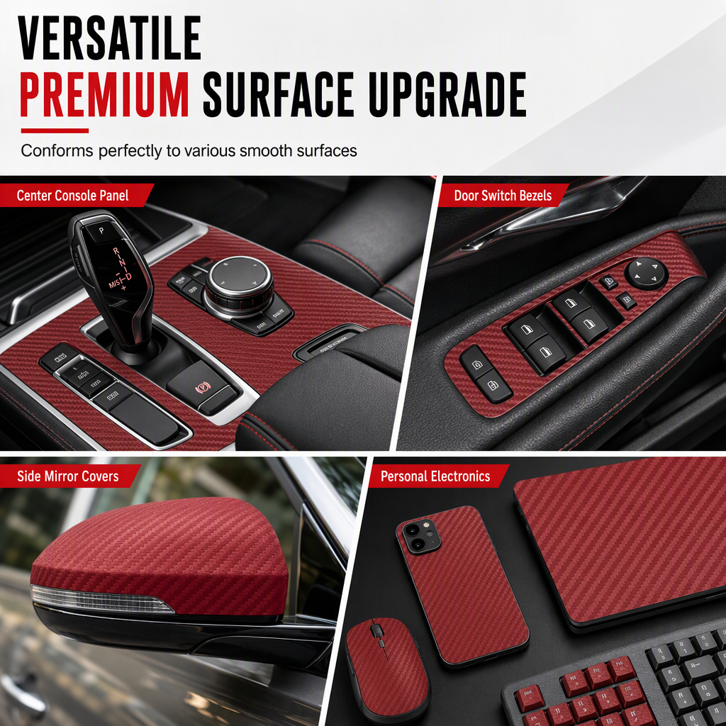 Upgrade Car Interior Instantly! Self-Adhesive Carbon Trim Film