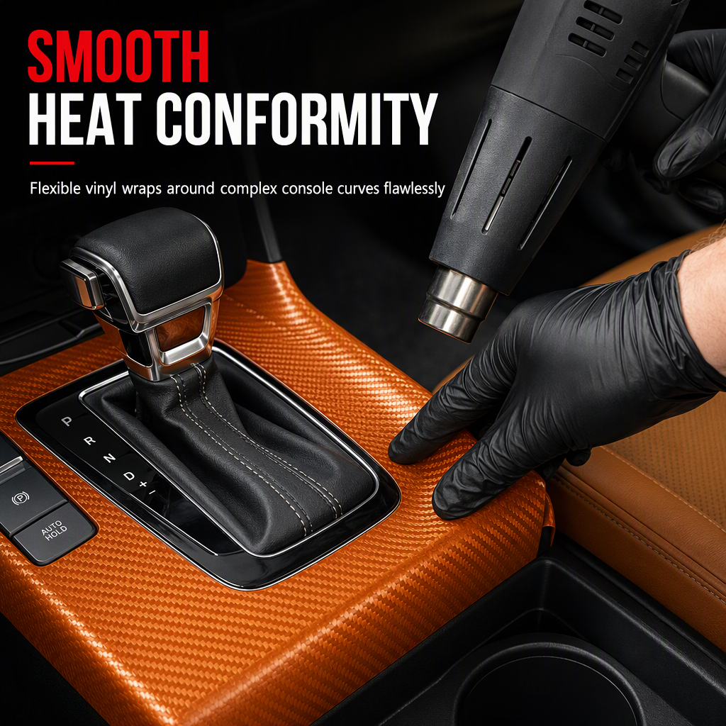 Upgrade Car Interior Instantly! Self-Adhesive Carbon Trim Film