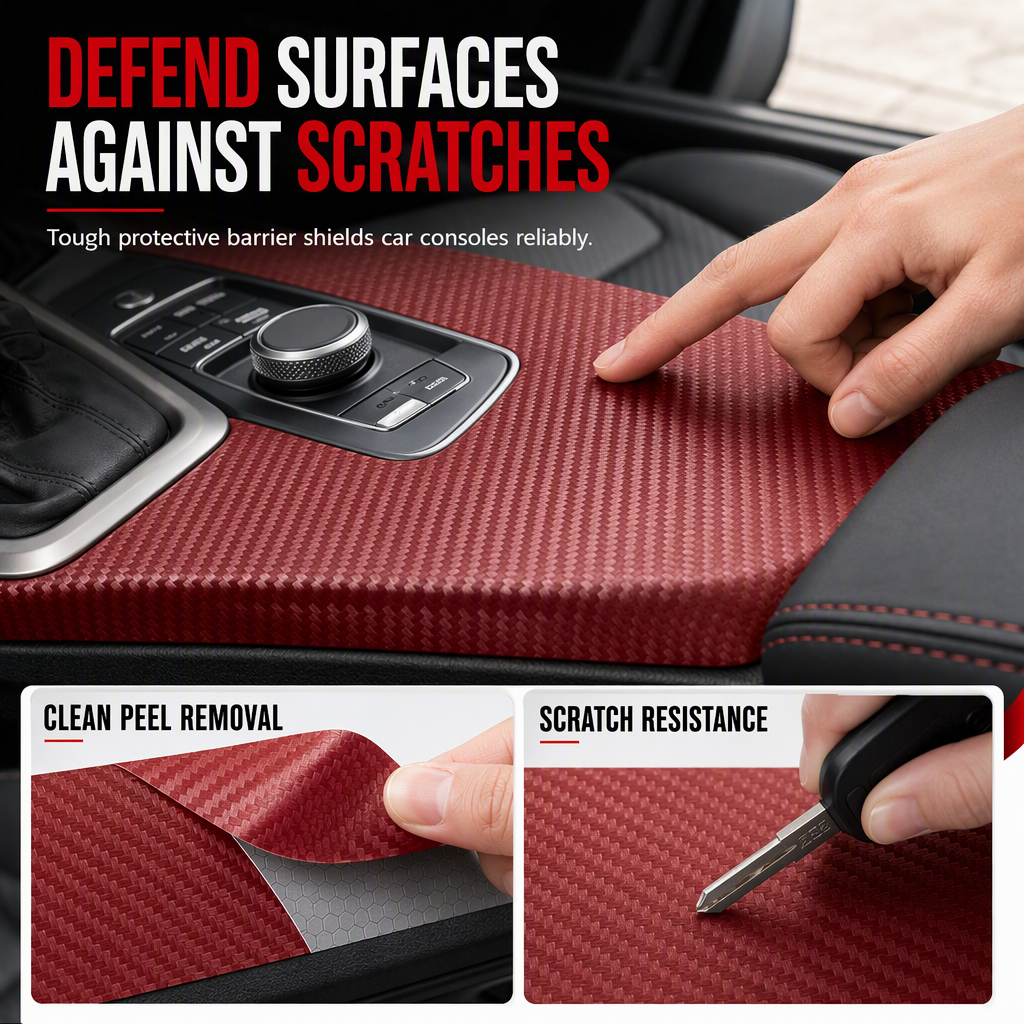 Upgrade Car Interior Instantly! Self-Adhesive Carbon Trim Film