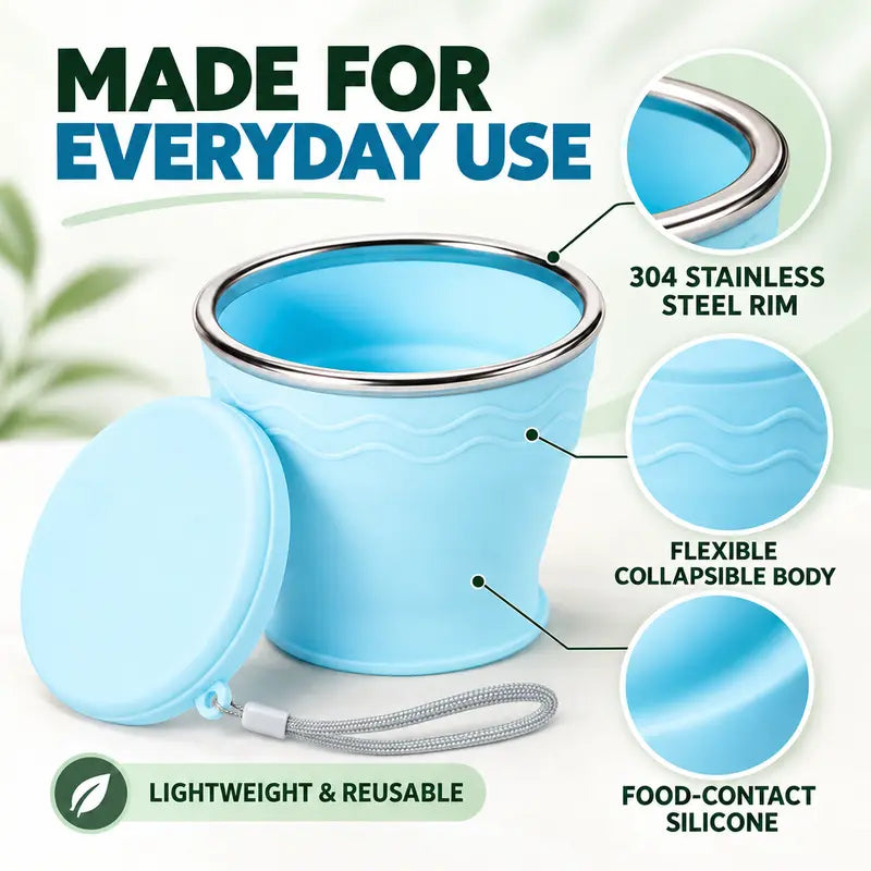Drink On The Go Instantly! Collapsible Silicone Travel Cup