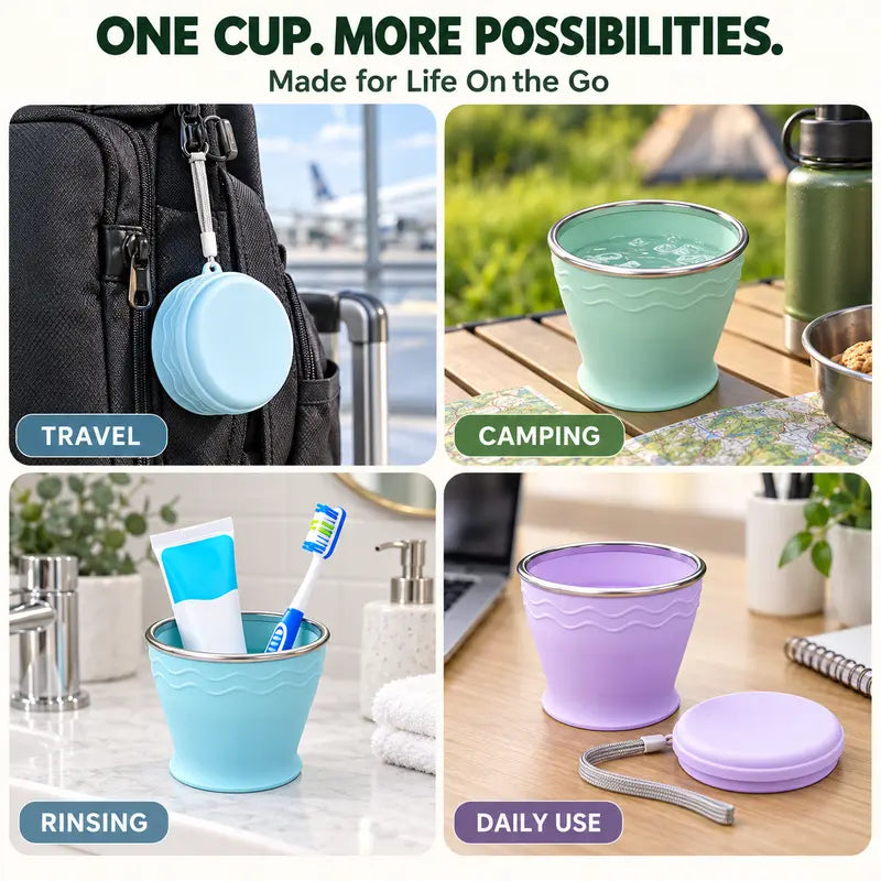 Drink On The Go Instantly! Collapsible Silicone Travel Cup