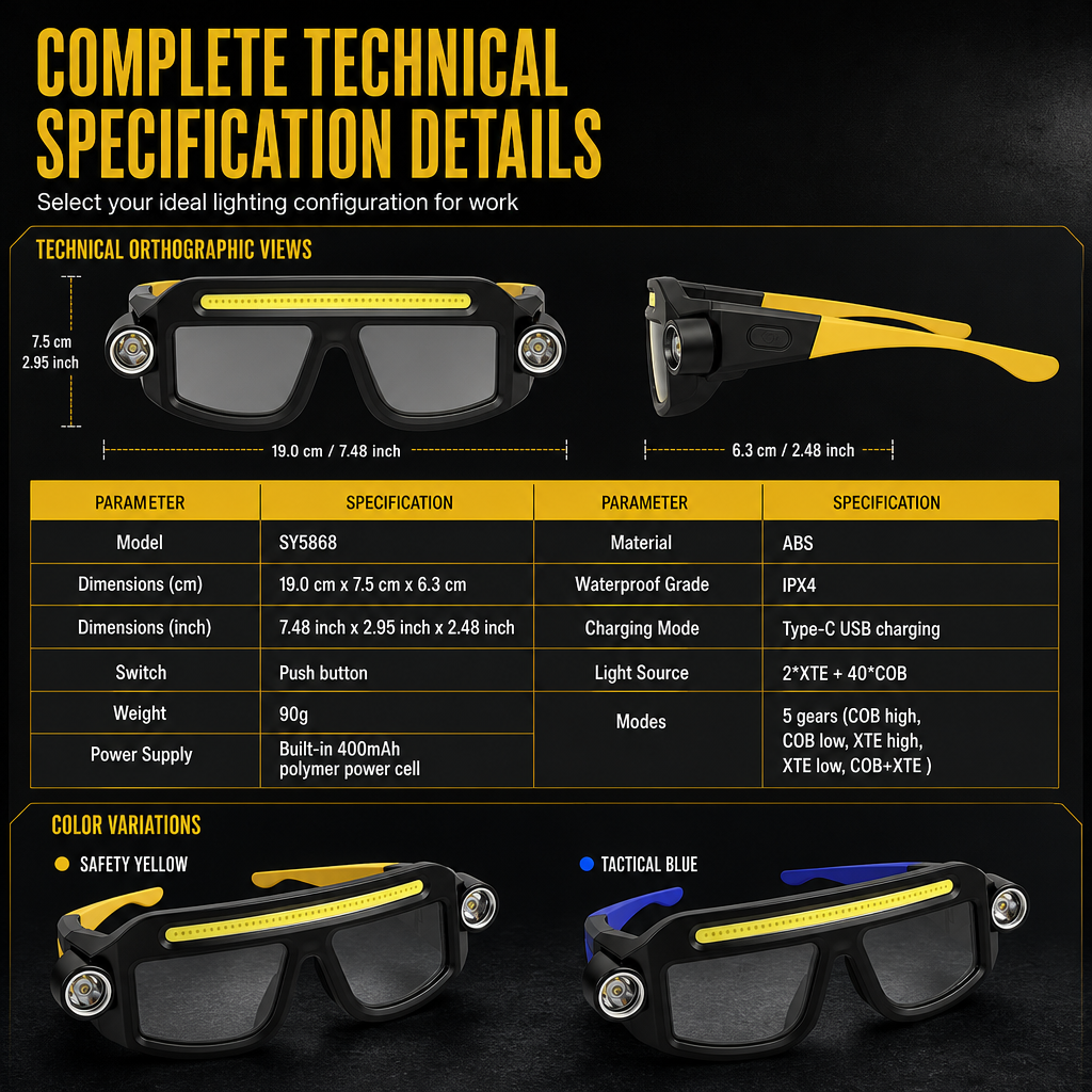Light Up Hands-Free Instantly! USB Rechargeable Clip-On Glasses Light