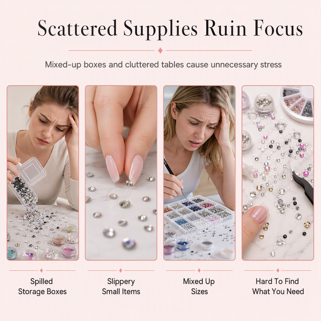 Organize Nail Art Instantly! 24-Grid Rhinestone Storage Set