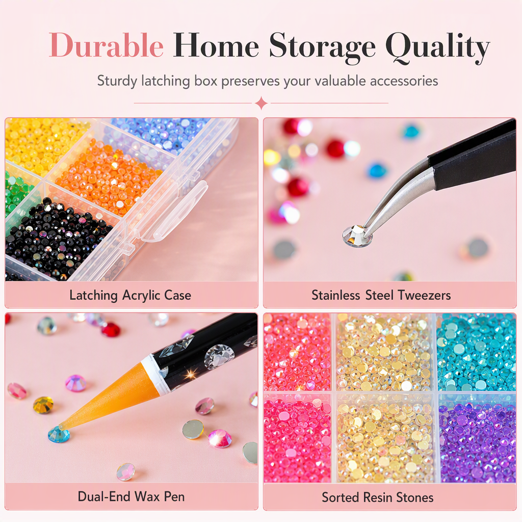 Organize Nail Art Instantly! 24-Grid Rhinestone Storage Set