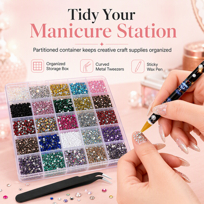 Organize Nail Art Instantly! 24-Grid Rhinestone Storage Set