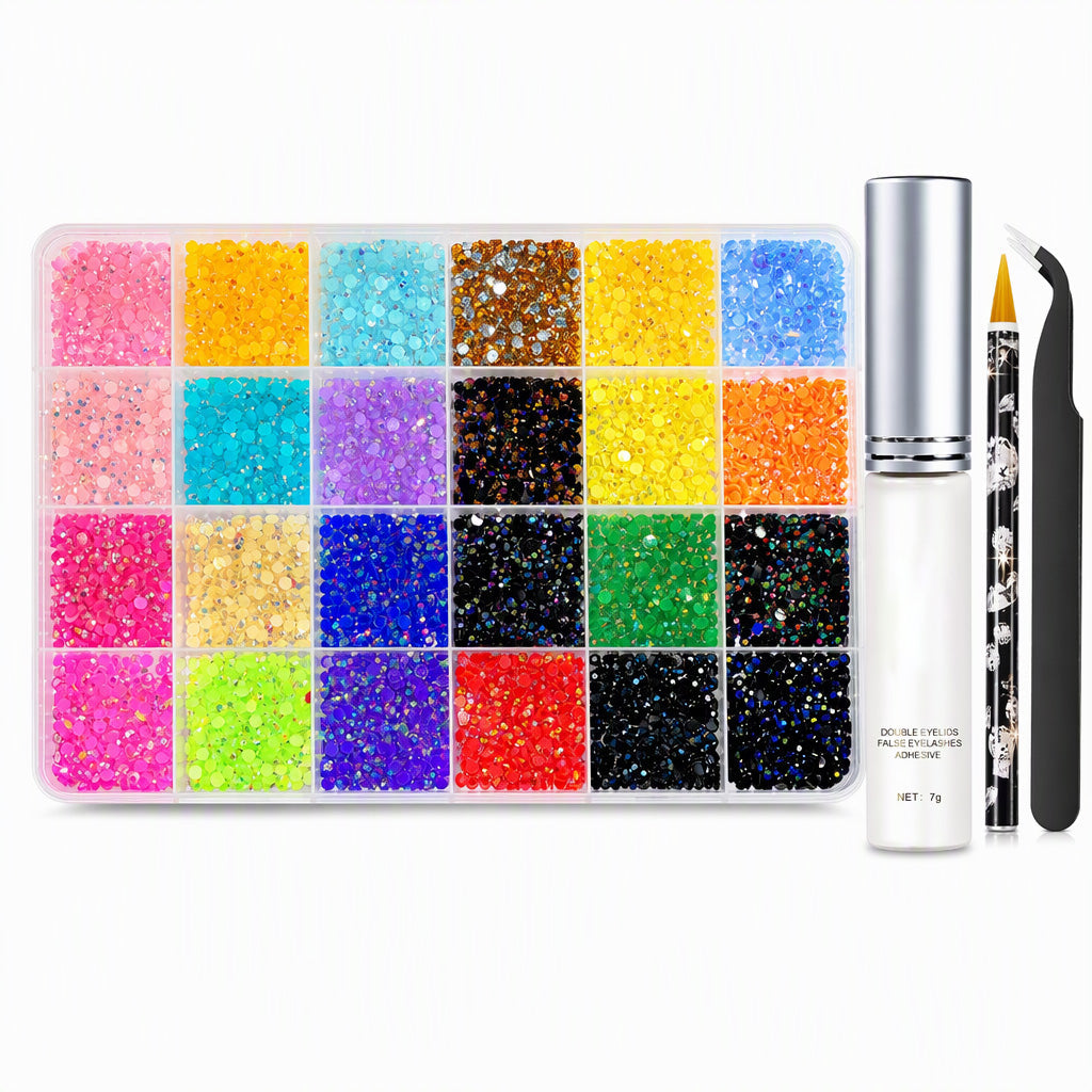 Organize Nail Art Instantly! 24-Grid Rhinestone Storage Set