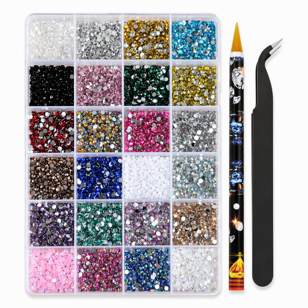 Organize Nail Art Instantly! 24-Grid Rhinestone Storage Set