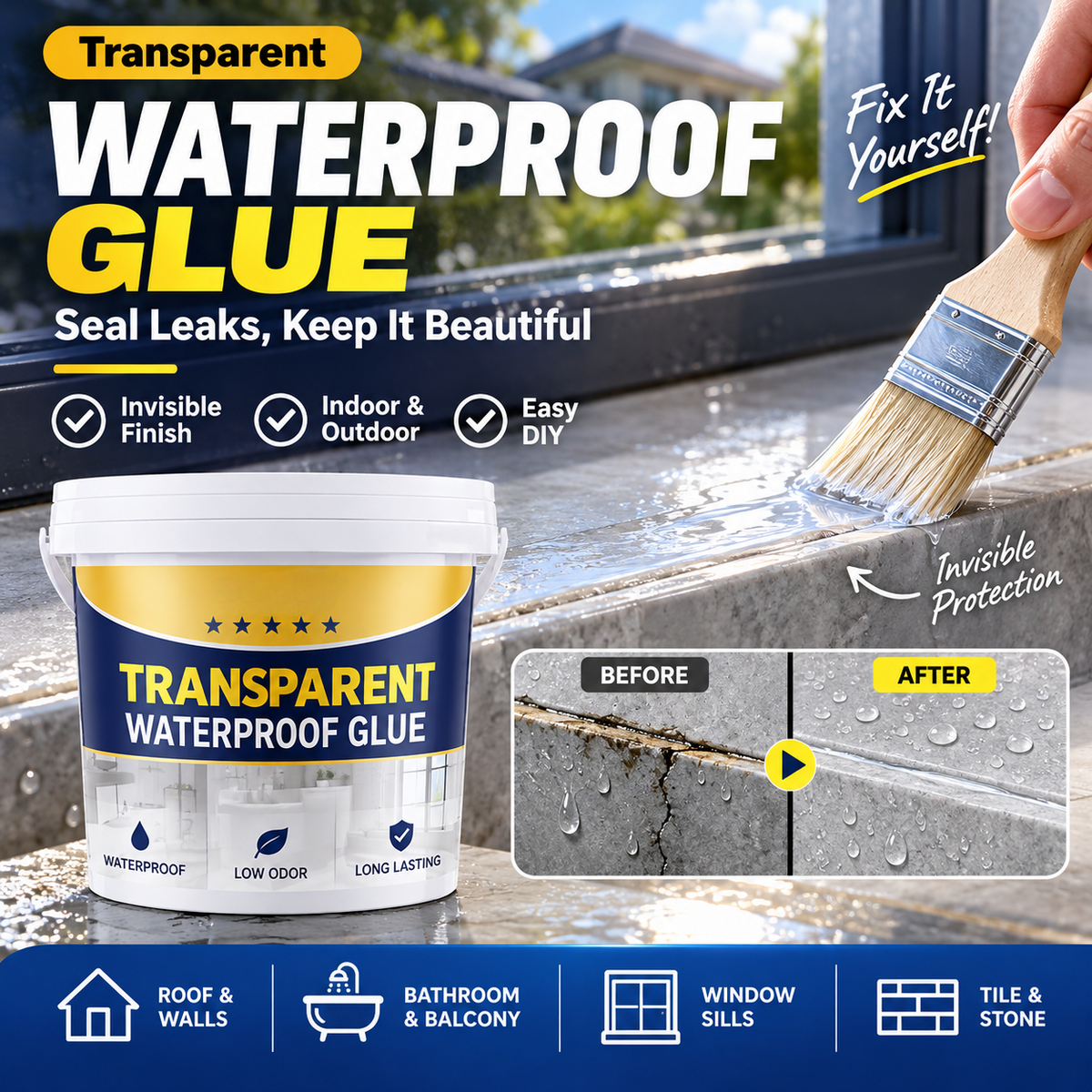 Seal Leaks Instantly! Invisible Waterproof Glue Coating