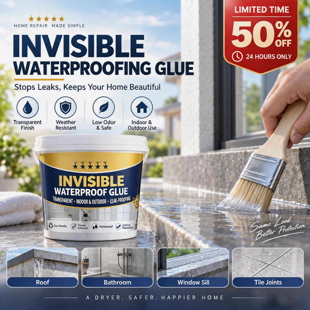 Seal Leaks Instantly! Invisible Waterproof Glue Coating