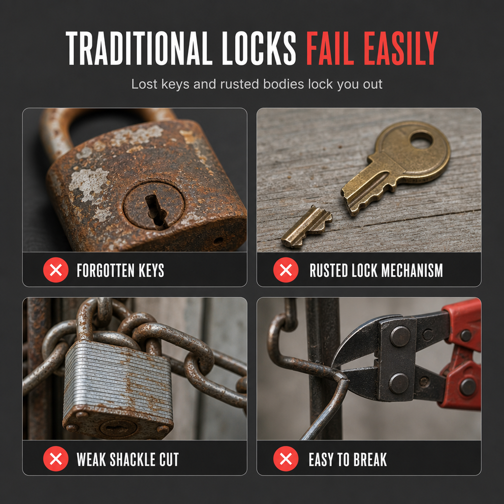 Lock Up Securely Instantly! Heavy-Duty Weatherproof Combination Padlock