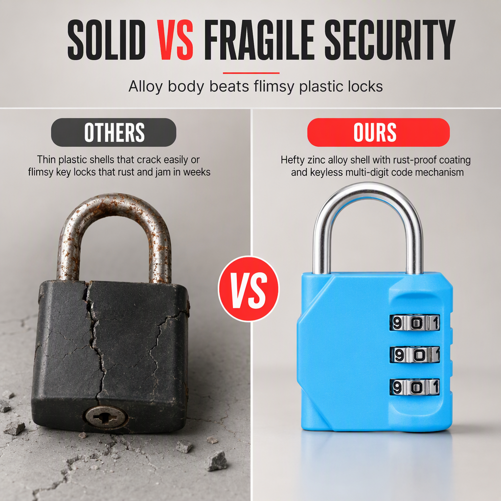 Lock Up Securely Instantly! Heavy-Duty Weatherproof Combination Padlock